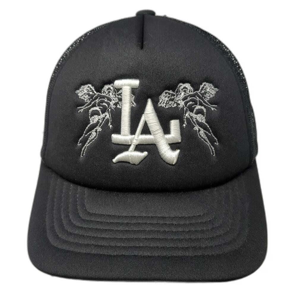 Sworn To Us Trucker Hat Black One Size LA Angels Logo Snapback Foam Streetwear